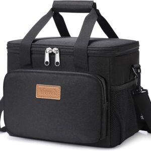 Lifewit Medium Lunch Bag Insulated Lunch Box Soft Cooler Cooling Tote for Adult Men Women, Black 12-Can (9L)
